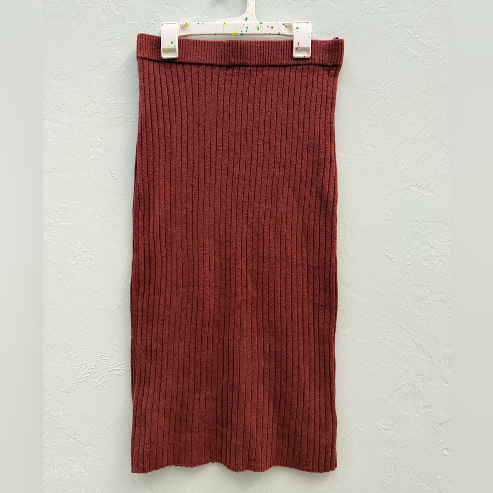 7 For All Mankind Rust Ribbed Pencil Skirt
